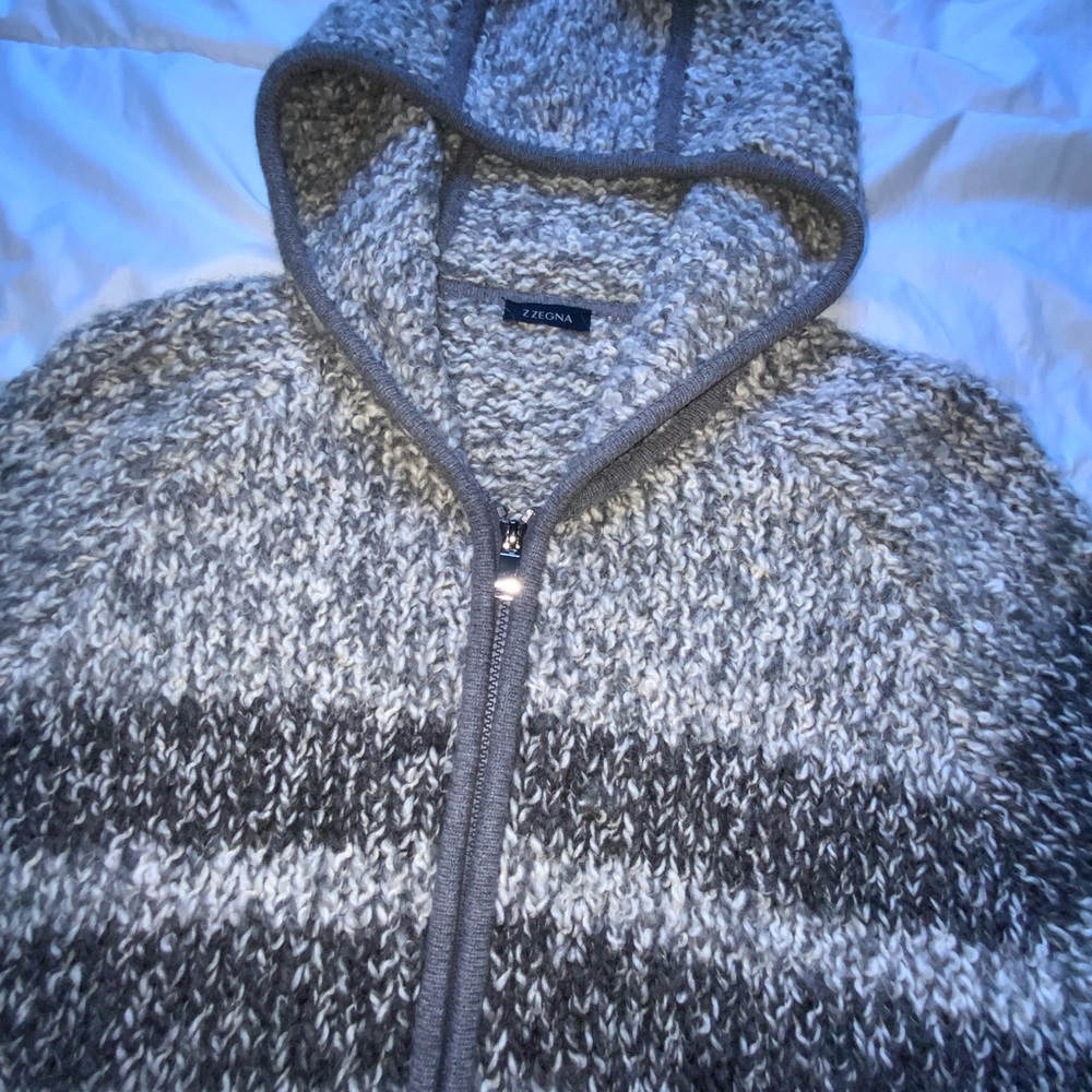 Zegna, Sweater with Hood, ALPACA Wool. Thick knit,extremely warm with Alpaca.